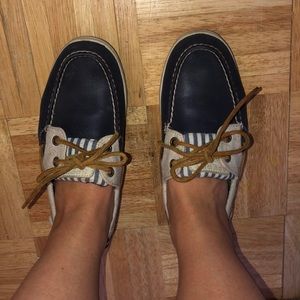 Sperry Topsider Navy Striped Boat Shoes